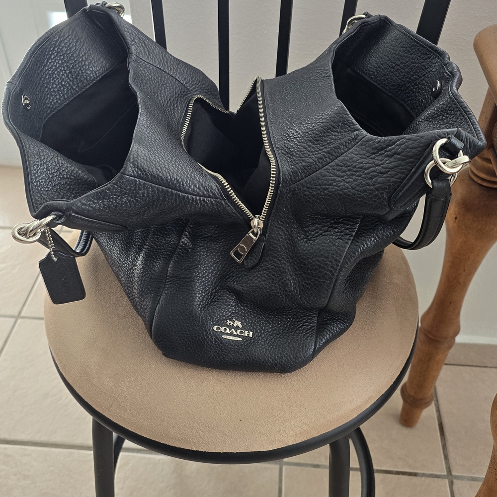 Coach Black Leather Tote Bag